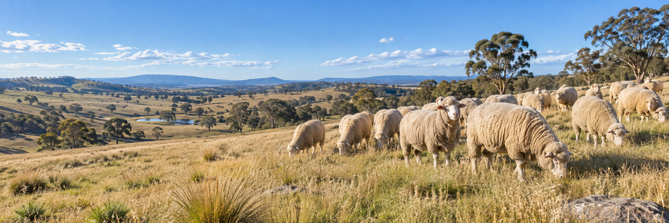 Illustrative Australian merino sheep on open pasture