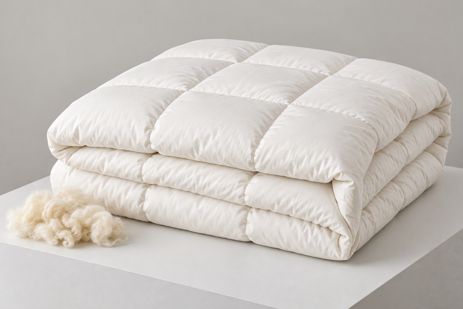 Illustrative wool quilt with natural fibres
